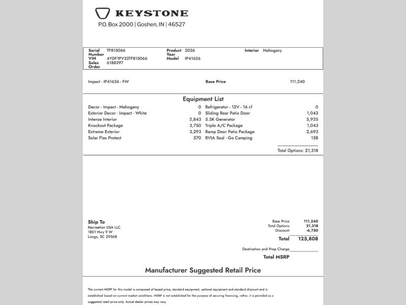 2026 Keystone RV Fuzion Impact Edition 416 Toy Hauler photo 2