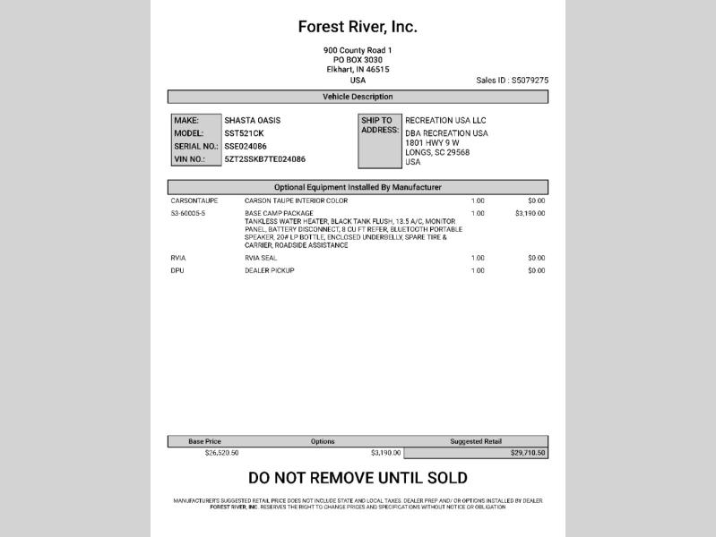2026 Shasta RVs i-5 Edition 521CK photo 20