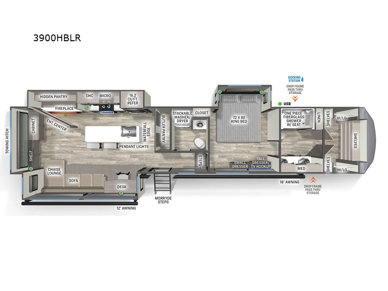 2025 Forest River RV Sandpiper 3900HBLR floorplan