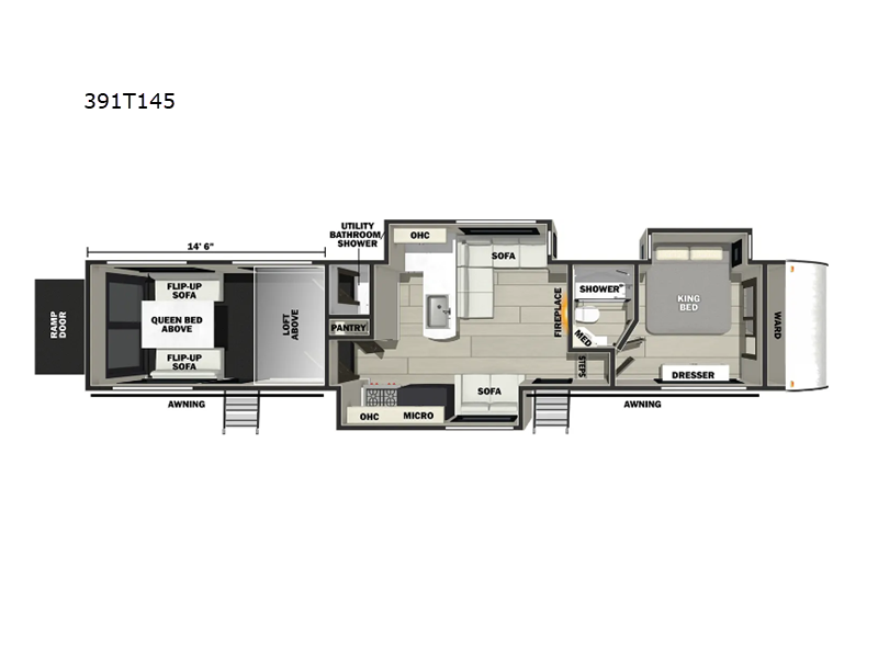 2027 Forest River RV Vengeance Rogue Armored 391T145 Toy Hauler floorplan