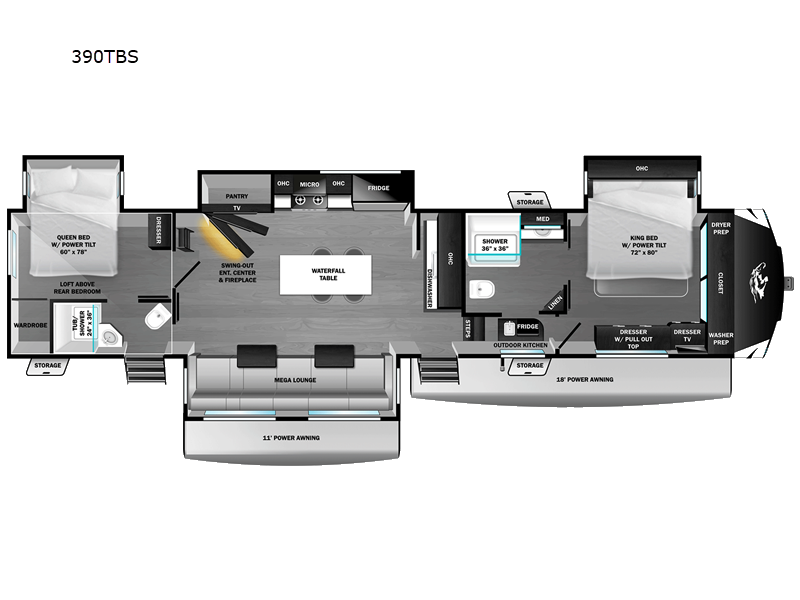 2027 Open Range RV Open Range 3X 390TBS floorplan