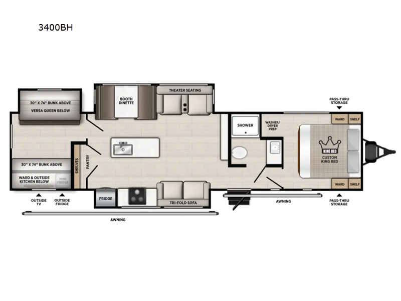 2027 Forest River RV Vibe 3400BH floorplan