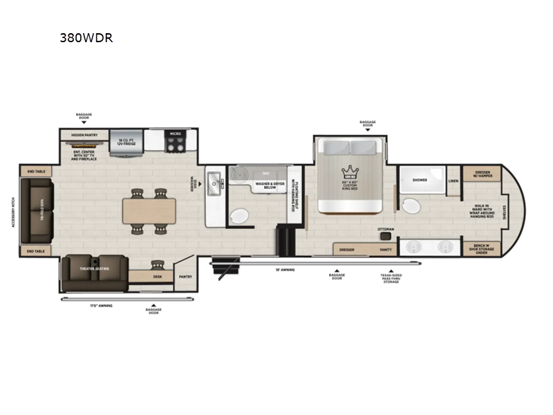 2027 Forest River RV Wildwood Heritage Glen 380WDR floorplan