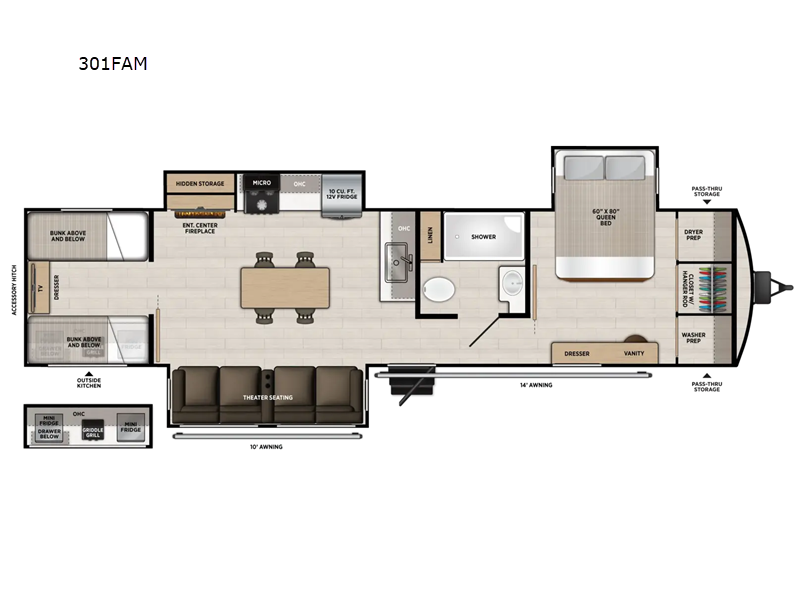 2027 Forest River RV Wildwood Heritage Glen 301FAM floorplan