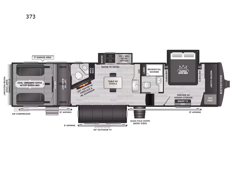 2027 Keystone RV Fuzion 373 Toy Hauler floorplan