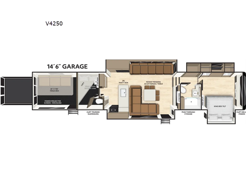 2027 Axiom RV Vendetta V4250 Toy Hauler floorplan